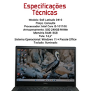 Dell Latitude 3410 - Intel Core i3-10110U, 8GB RAM, 240GB SSD,. Tela 14", Teclado Luminoso, Windows 11 + Pacote Office