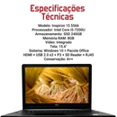 Dell Inspiron 15 5566 - Intel Core i5-7200U, 8GB RAM, 240GB SSD, Tela 15.6", Windows 11 + Pacote Office