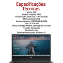 Dell Inspiron 7472 - Intel Core i7 8ª Ger., 8GB RAM, SSD 240GB M.2, Vídeo Dedicado MX150 4GB, Tela 14" FHD, Windows 11 + Pacote Office