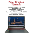Acer Nitro 5 – Intel Core i5 11ª Geração, 8GB RAM, SSD M.2 500GB, Tela 15,6" Full HD 144Hz, NVIDIA GeForce GTX 1650 4GB, Bluetooth, Windows 11.