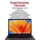 MacBook Pro A1708, 2017, Retina, Core i5, 8GB, SSD 256GB, Tela 13,3", Wi-Fi, Bluetooth, macOS Ventura