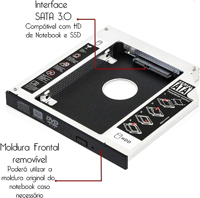 Adaptador Ssd Hdd Caddy Gaveta Para Hd 9,5mm Universal