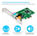 Placa Som Multilaser Pci Express 32 Bits Áudio 5.1
