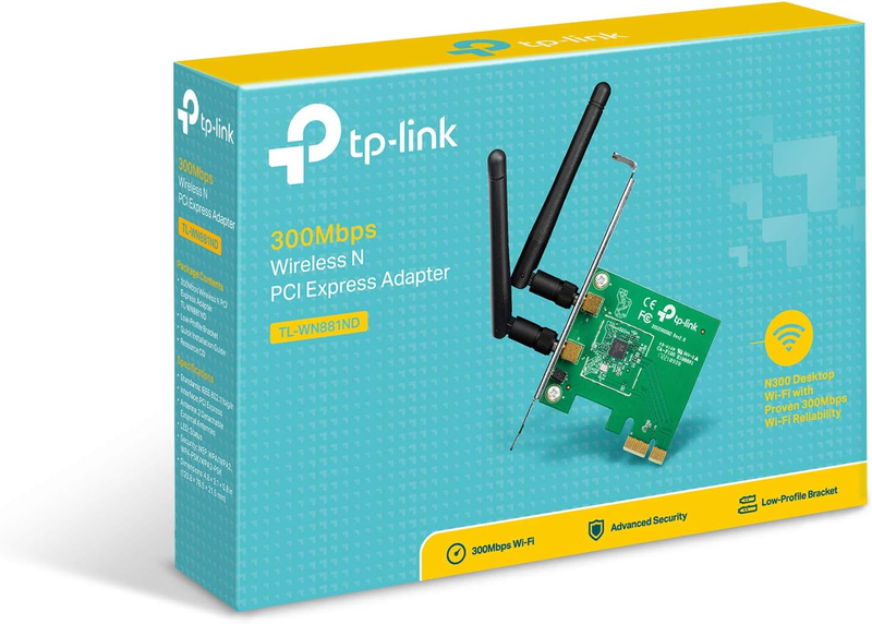 Placa de Rede - Wireless - PCI-E - TP-Link N300 - TL-WN881ND