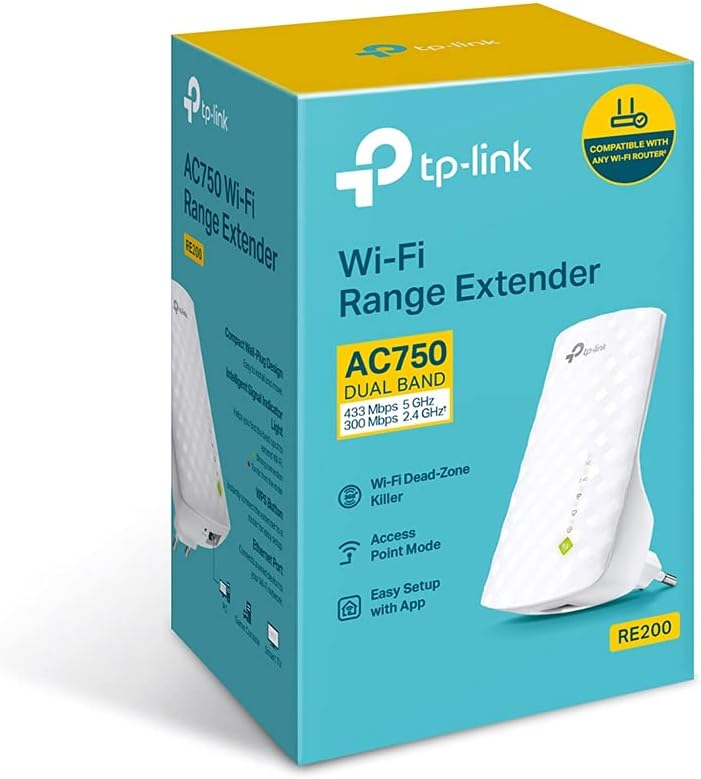 TP-Link RE200 AC750 - Repetidor WiFi, Range Extender, Dual Band 2.4/5.0 Ghz, até 745Mpbs