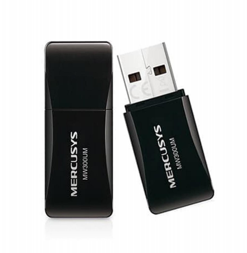 Mini Adaptador USB Mercusys MW300UM Wireless N 300Mbps, Preto