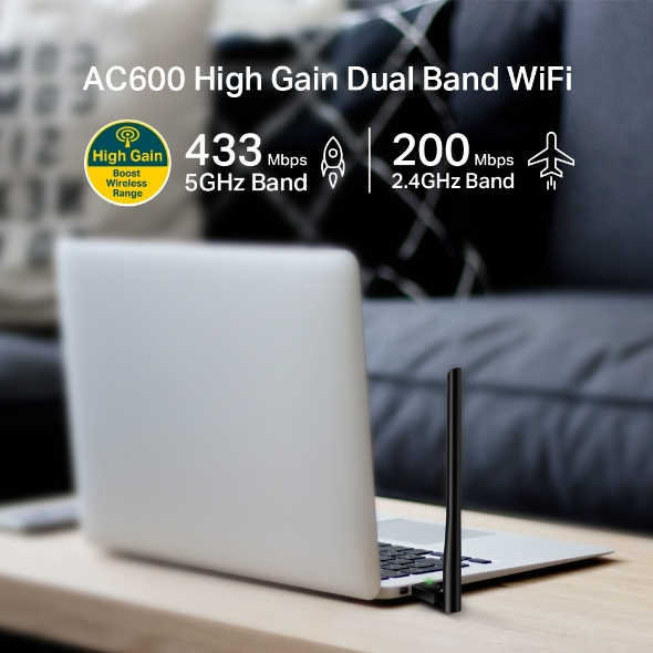 Adaptador Rede Wi-fi Tp-link Archer T2u Plus Dual Band 5ghz Antena