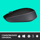 Logitech M170 - Mouse sem fio com Design Ambidestro Compacto, Conexão USB e Pilha Inclusa, Preto