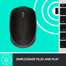 Logitech M170 - Mouse sem fio com Design Ambidestro Compacto, Conexão USB e Pilha Inclusa, Preto