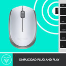 ouse sem fio Logitech M170 com Design Ambidestro Compacto, Conexão USB e Pilha Inclusa - Prata