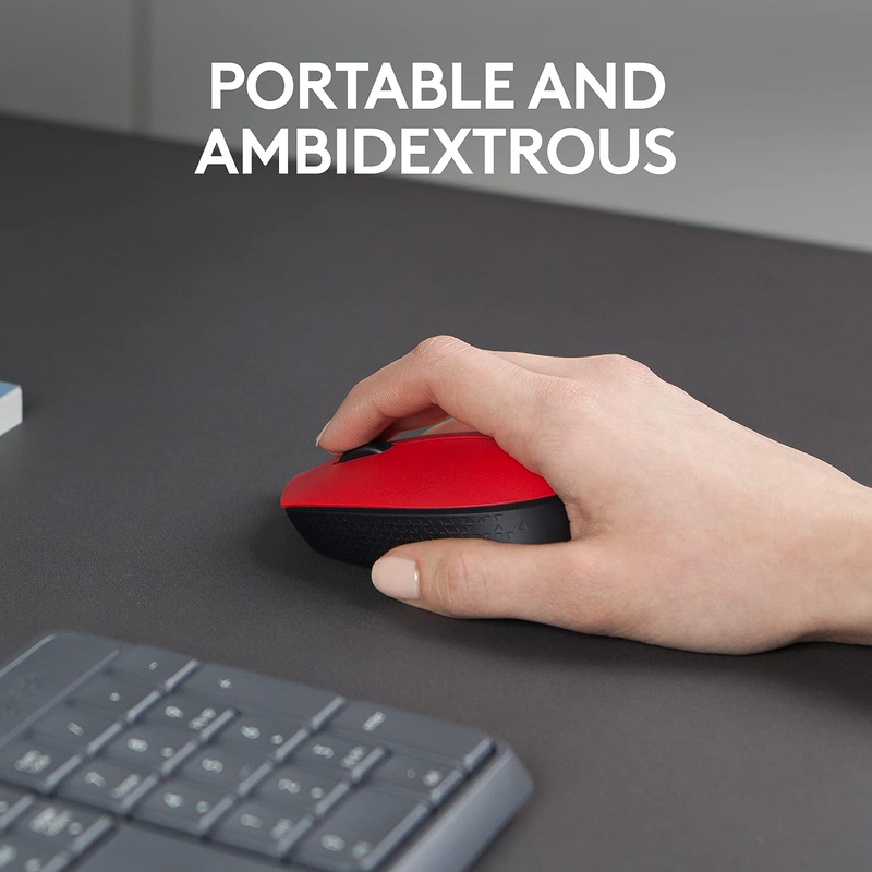 Mouse sem fio Logitech M170 com Design Ambidestro Compacto, Conexão USB e Pilha Inclusa - Vermelho