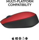 Mouse sem fio Logitech M170 com Design Ambidestro Compacto, Conexão USB e Pilha Inclusa - Vermelho