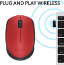 Mouse sem fio Logitech M170 com Design Ambidestro Compacto, Conexão USB e Pilha Inclusa - Vermelho