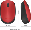 Mouse sem fio Logitech M170 com Design Ambidestro Compacto, Conexão USB e Pilha Inclusa - Vermelho