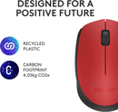 Mouse sem fio Logitech M170 com Design Ambidestro Compacto, Conexão USB e Pilha Inclusa - Vermelho
