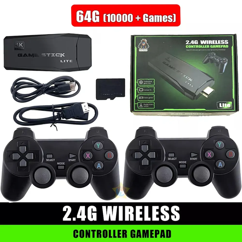 GameStick 10mil Jogos Retrô 2 Controles Sem Fio Console Original Portátil