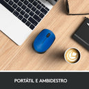 Logitech M170 - Mouse sem fio com Design Ambidestro Compacto, Conexão USB e Pilha Inclusa, Azul