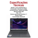 Lenovo IdeaPad Slim 3 - Intel Core i3-1300U, 240GB SSD NVMe, 8GB RAM, tela 15.6", Windows 11 + Pacote Office