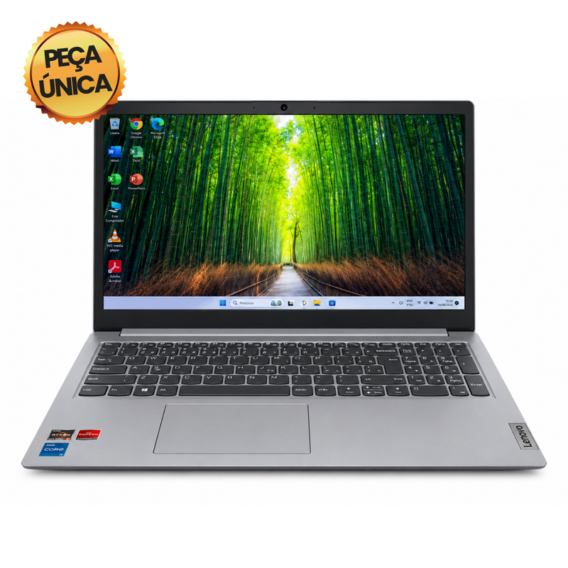 Lenovo IdeaPad 1 — Intel Core i3-1215U, 512GB SSD M.2, 8GB RAM, tela 15,6, Windows 11 + pacote Office, Bluetooth