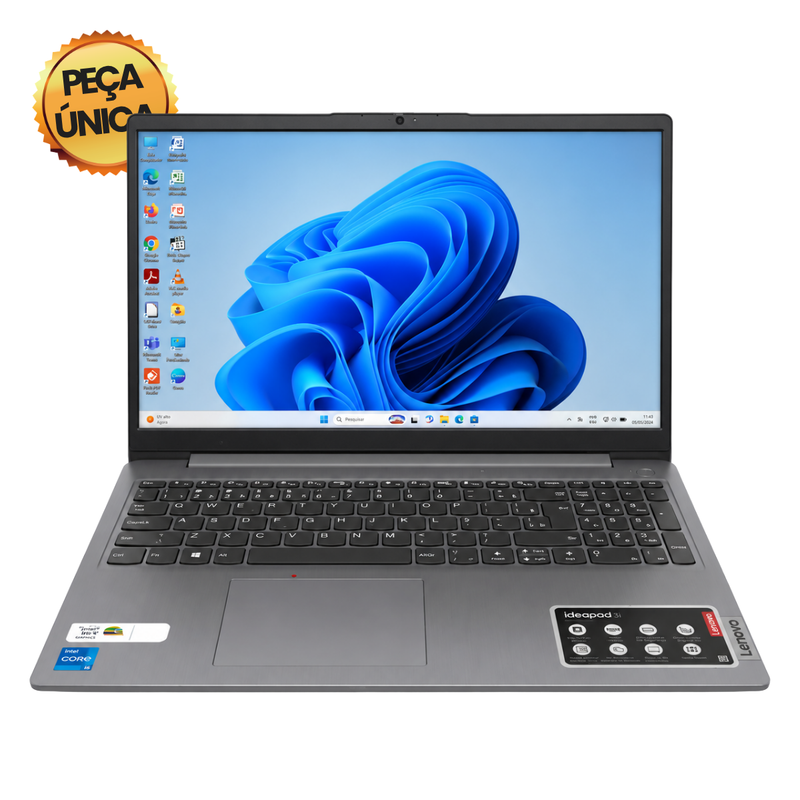 Lenovo IdeaPad 3 15ITL6 — Intel Core i5-1135G7, 240GB SSD M.2, 8GB RAM, tela 15,6" Full HD, Windows 11 + Pacote Office e Bluetooth.